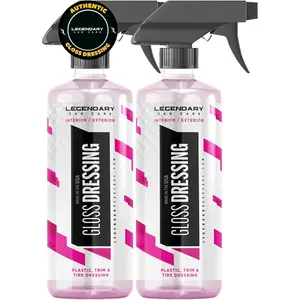 Legendary Gloss Dressing 16oz - Tire Shine Spray & Plastic Restorer - Water Based & Non-Greasy Interior/Exterior Detailing Spray - Trim, Rubber, Vinyl & Plastic Restorer for Cars (2Pack)