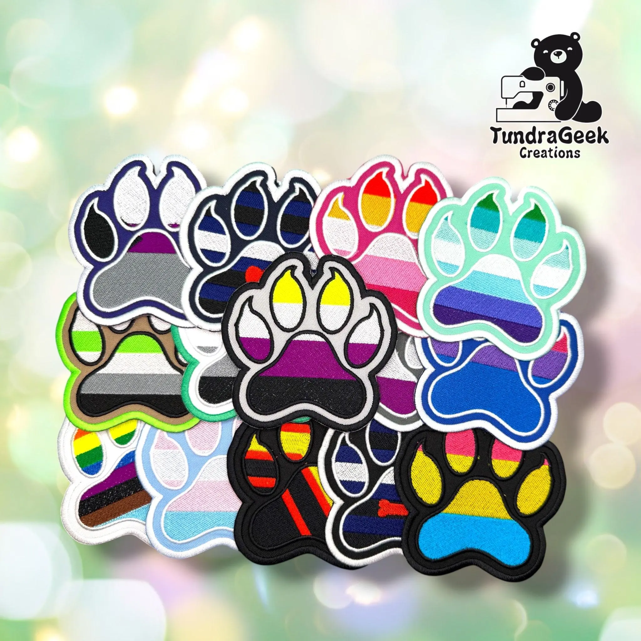 Pride Paw Patch | Embroidered Sew-On Patch | LGBTQ Pride Patch | Furry Pride | Iron-On Backing