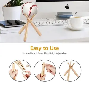 4-Piece Mini Baseball Bat Display Stand Set, Wooden Baseball Rack for Table Decor and Sports Memorabilia, Ideal Gift for Sports Fans