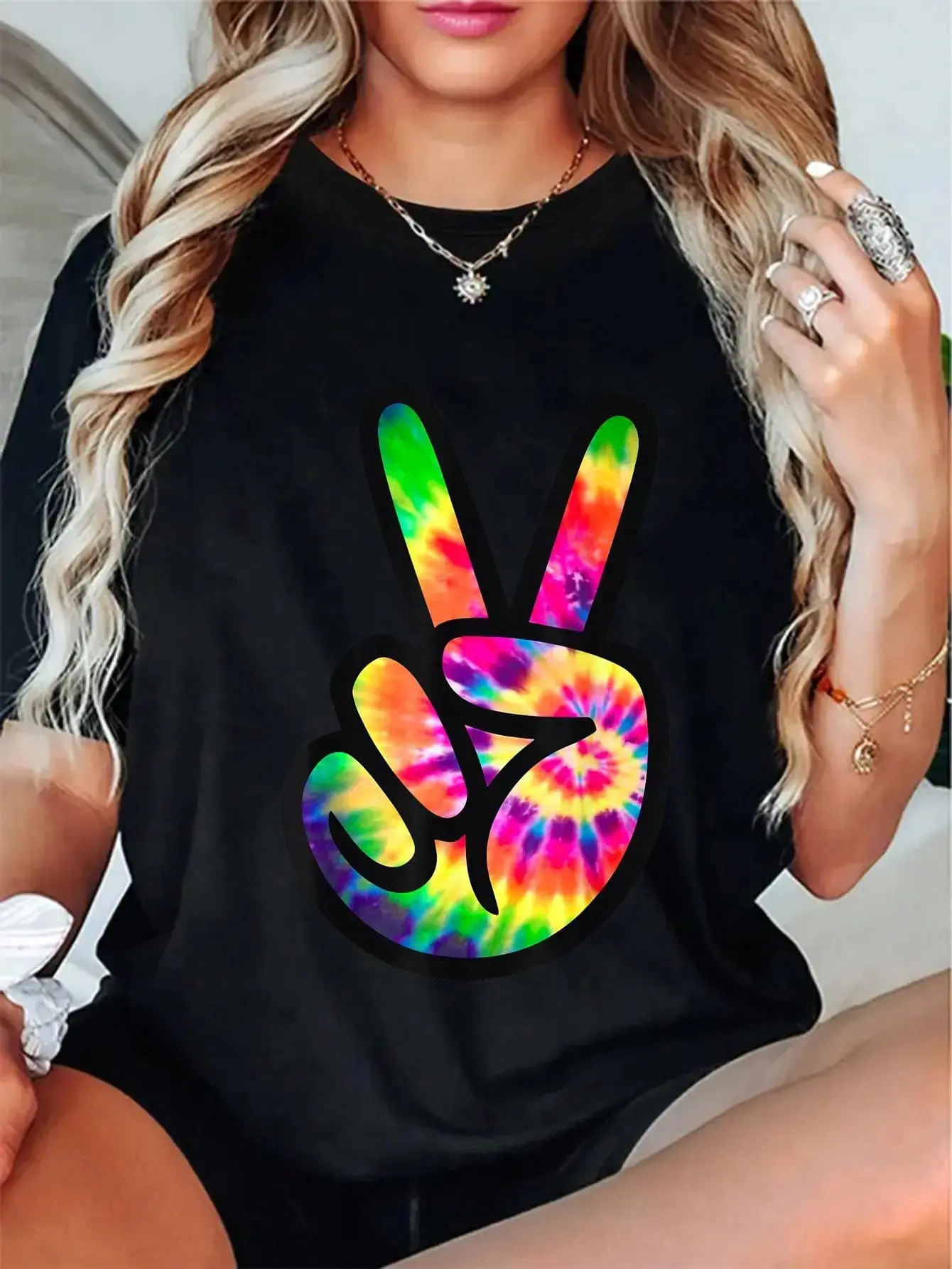 Cotton Tie Dye Peace Sign Retro Costume Idea Peace And Love Design T-Shirt