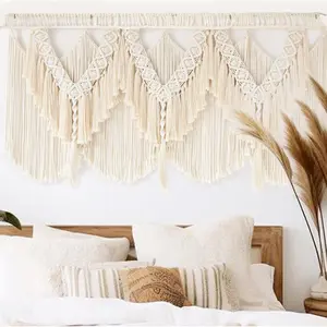 Macrame Wall Hanging Wedding Hanger Macrame Wall Decor Dorm Craftsmanship  Tassel Knotting Boho Fiber Art  Room Decor " W x 25" L