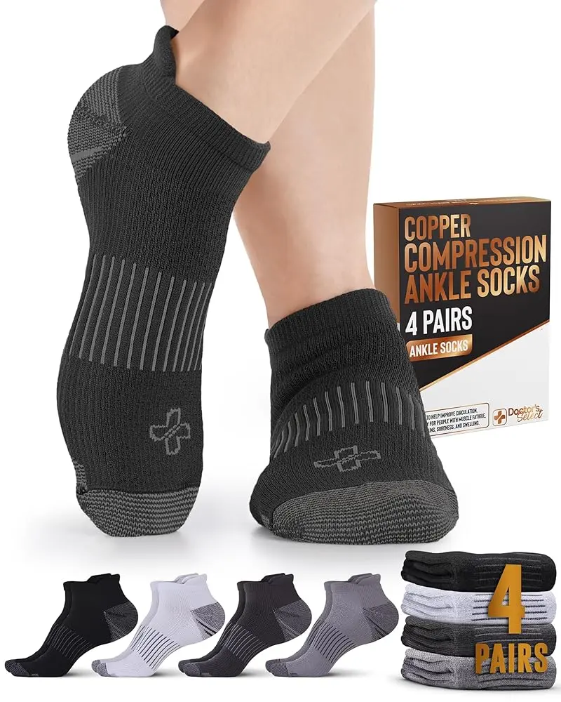 Black/White/Light Gray/Dark Gray - 4 Pairs