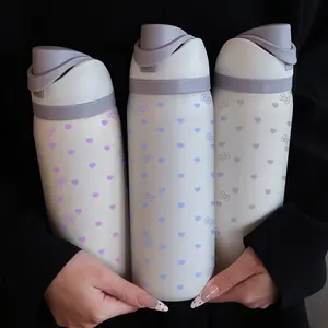 32oz Stainless Steel Water Bottle with Straw, Heart Butterfly Knot Design, Insulated Cold Retention, Perfect for Outdoor Sports Travel Home Use, Leakproof Insulated Tumbler