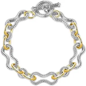 Mytys Twisted Cable Bracelets Fashion Two Tone Link Chain Statement Bangle Designer Trendy Jewellery Accessories For Women&Girls