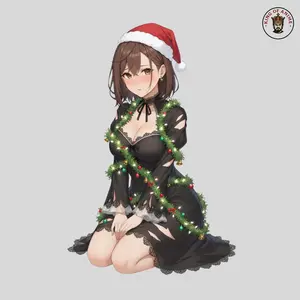 Momo Ayase Christmas Brown Hair Girl Sticker – Cute Holiday Waifu Aesthetic Art- Anime Merch Gift Anime Lover