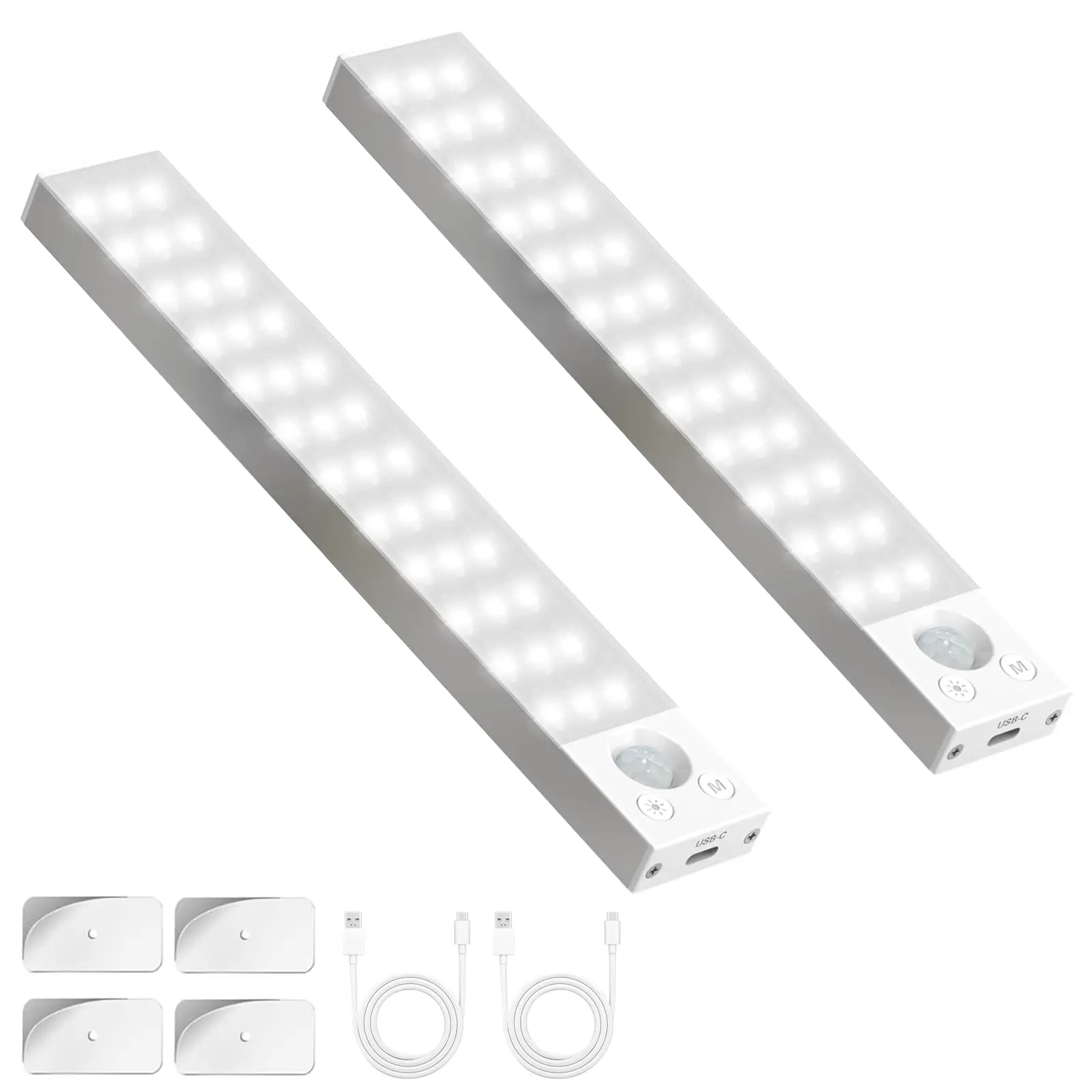 2-Pack Rechargeable Wireless Under Cabinet Motion Sensor Lights - Dimmable Indoor Motion Sensor Lamp, Versatile for Closets, Mother's Day Gift, Halloween lights