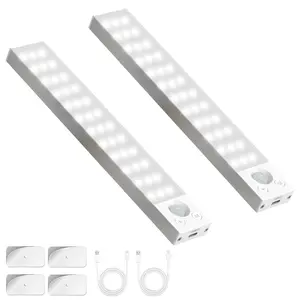 Under Cabinet Lights - 2 Pack Dimmable Motion Sensor Lights Indoor - Rechargeable Under Cabinet Lighting Wireless,Closet Lights, Mother's Day gifts