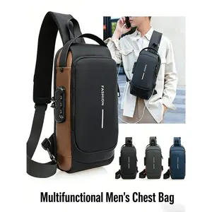Trendy Casual, Stylish Crossbody Bag, Men's Business Sports Bag, Crossbody Bag, Shoulder Bag, Combination Lock Anti-Theft, Coin Purse, Suitable for Business, Commuting, And Travel, A Great Valentine's Day Gift for Husband or Boyfriend