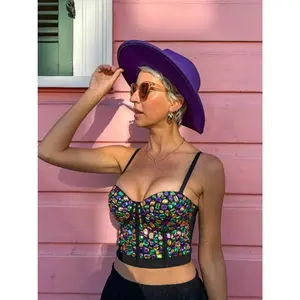 Rhinestone Bustier - Black