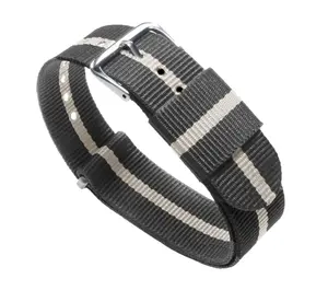 Smoke Linen Grey White Nylon NATO® style 20mm & 22mm Watch Band