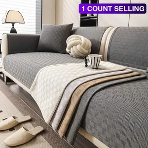 1pc Solid Color Washable Sofa Protector Mat, All-Season Non-Slip Cushion, Pet-Friendly, Modern Living Room Decor