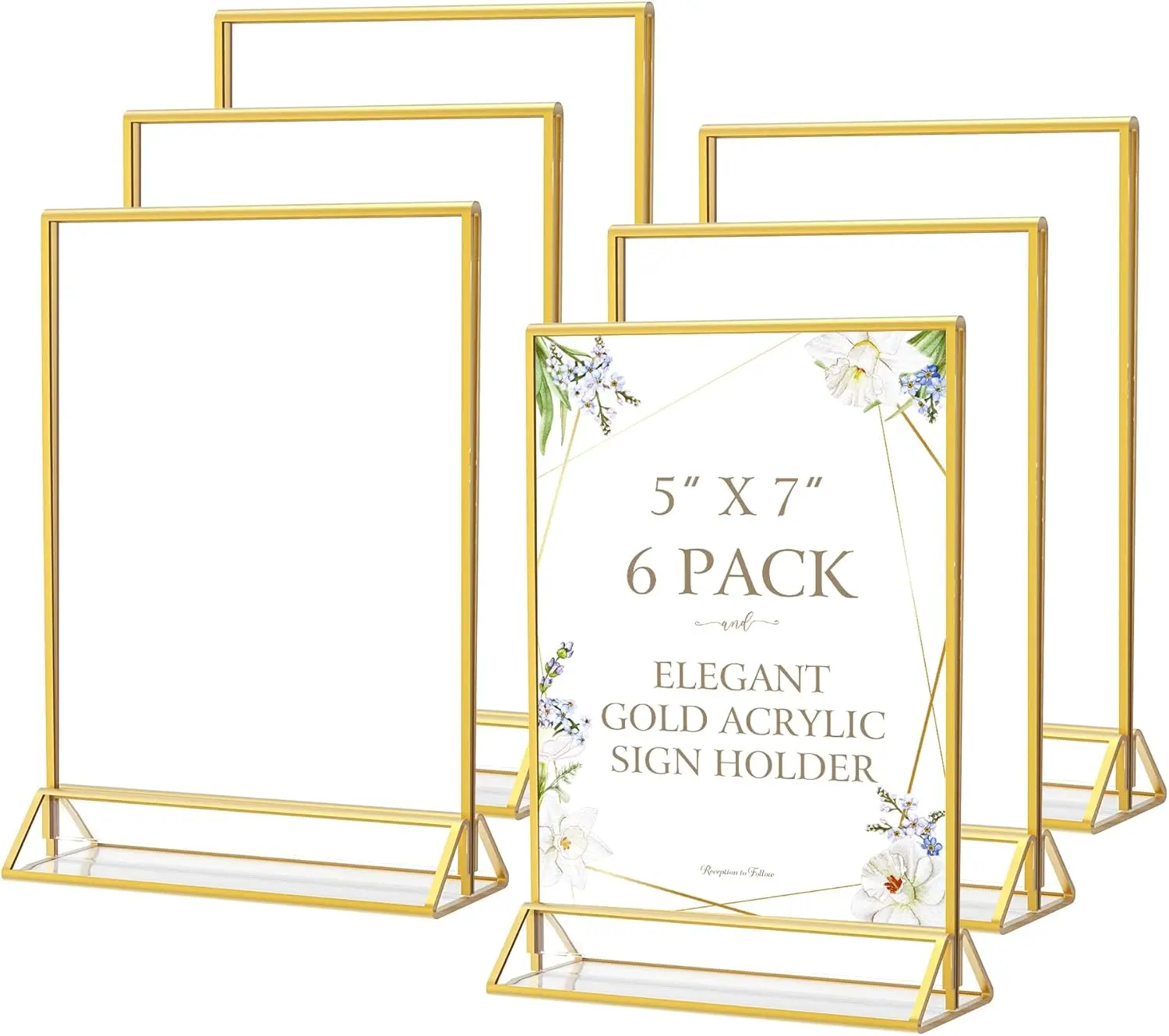 MaxGear Acrylic Sign Holders Double Sided Mini Frames Clear Table Number Menu Flyer Stands Desk Decor For Wedding Restaurant Party Tabletop Organization