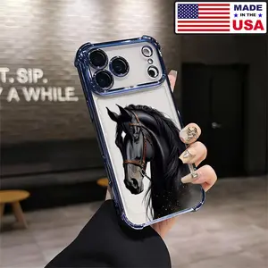 Black Horse Western Elegant Aesthetic Design Pattern Casing For iPhone 17 16 15 14 13 12 Samsung 22 23 24 25 Plus Pro Max Ultra Soft Silicon TPU Shockproof Protector Vintage Unique Fashion Mobile Phone Case