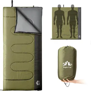 Night Cat Camping Sleeping Bag for Adults 3 Seasons Portable Lightweight Backpacking Hiking Traveling Indoor Outdoor Temperature 5-15℃ 2.6x6.3ft Switch to a Quilt or Blanket Inflatable Air Bed