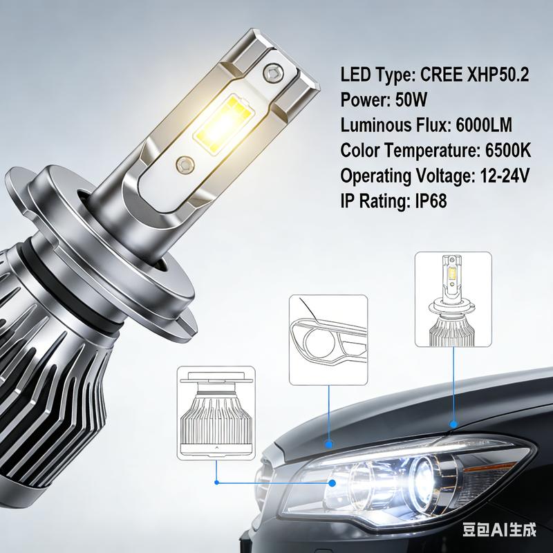 White & Crisp Vision: DOT Approved LED Headlights Kit - 6000K Brightness for Superior Night Driving Safety.