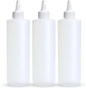 Condiment Squeeze Bottles, 8 OZ Empty Squirt Bottle with Twist Top Cap, Leak Proof - Great for Ketchup, Mustard, Syrup, Sauces, Dressing, Oil, Arts and Crafts, BPA FREE Plastic - 3 PACK