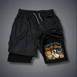 [Viral] 80s 90s Double-Layer Sports Shorts Graphic Shorts Black Camo Streetwear Shorts Men Outfits Men Vacation Outfits Shorts