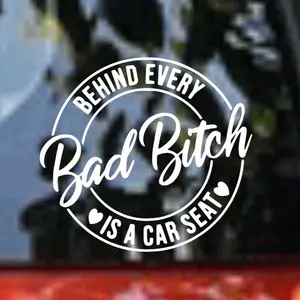 Behind Every Bad Bitch Funny Vinyl Car Decal Bumper Sticker - Humor and Fun for Adults & Moms, Available in Various Colors, Easy Application