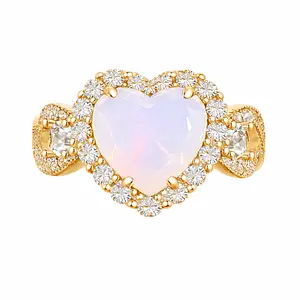 White Moonstone Halo Heart Infinity Ring