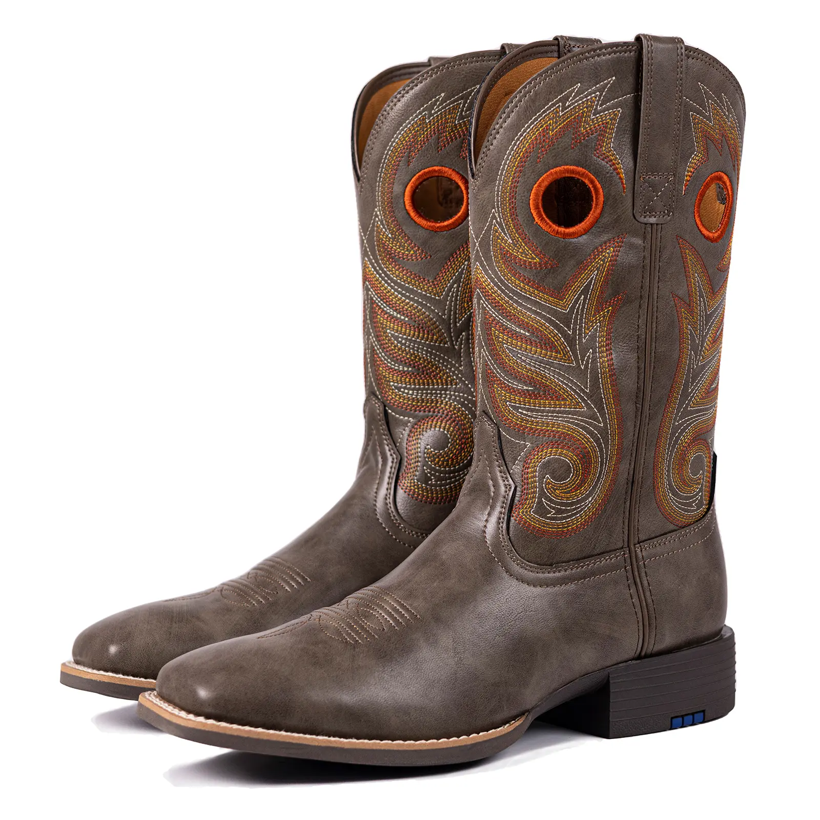 Palitutu Cowboy Boots for Men -Square Toe Botas with Classic Embroidered,Comfortable and Fashion Soft PU Leather,Fashion Closed Walking Shoes Decor Footwear summerwins