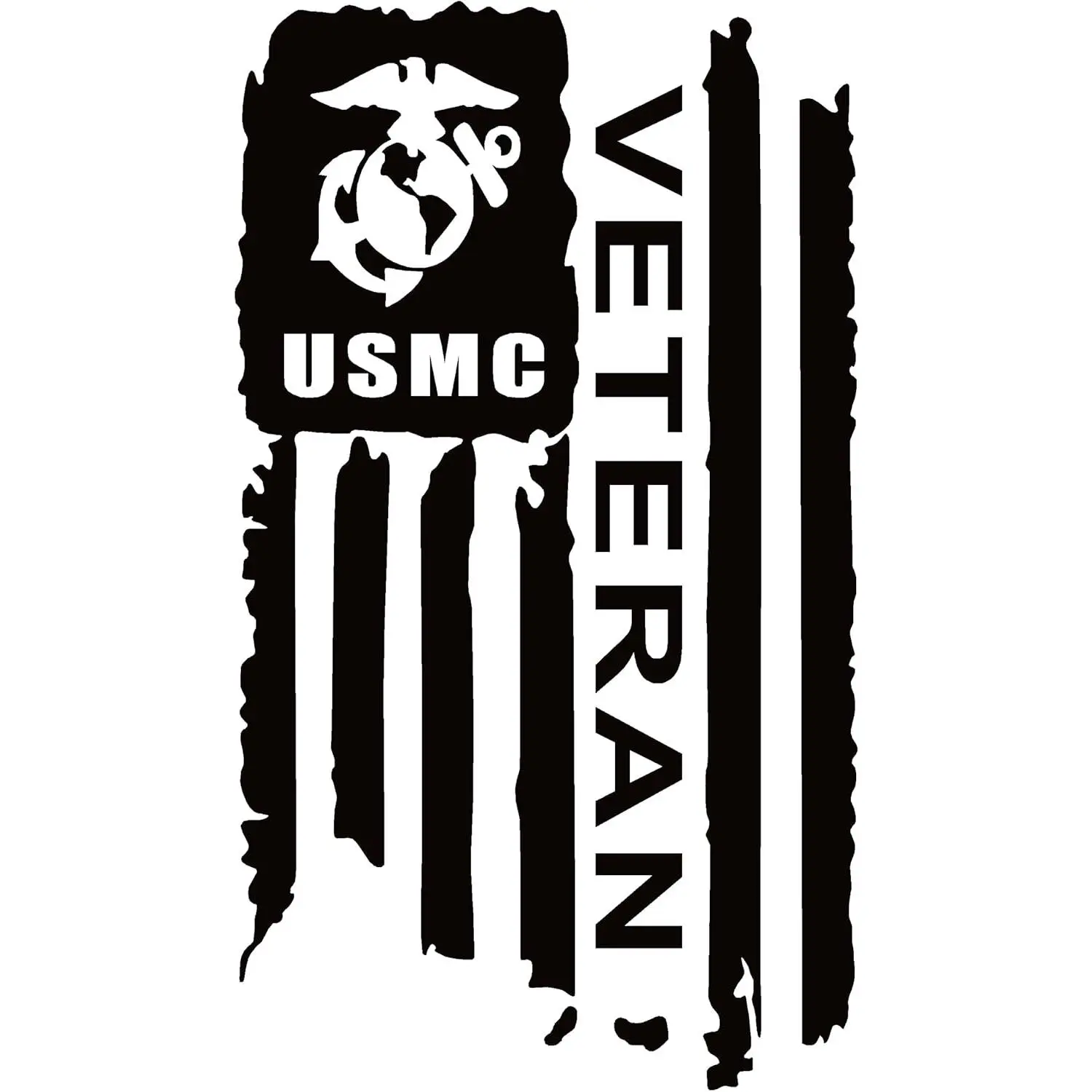 USMC Veteran Flag Window Decal - 7" White Outdoor Rated Vinyl, Precision Die Cut Decals, Painted Vehicle Exterior Decoration for US Marines Military Vets, Horse Trailers Compatible Car Sticker