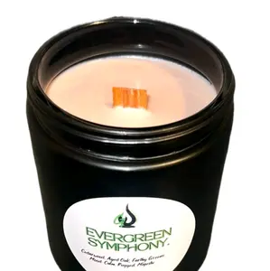 Genesis Flame Candle Gentlemen's Ember Series "Evergreen Symphony" 8oz Soy Wax Candle with Cedarwood Aged Oak & Earthy Greens Scent