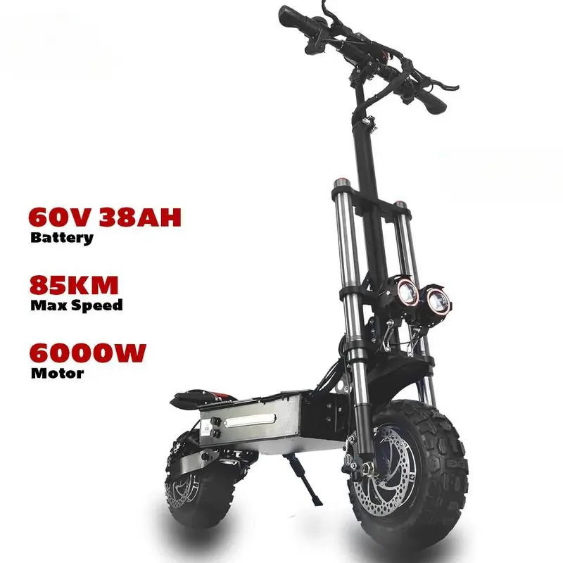 MaxYes Adult Electric Commuting Scooter - 3000w*2 Motor, 62 mi Range, 50 mph Speed, 11" Off-Road Tires, Foldable Design, Dual Suspension, App Control, 60V 38Ah Battery, Alloy Handlebars
