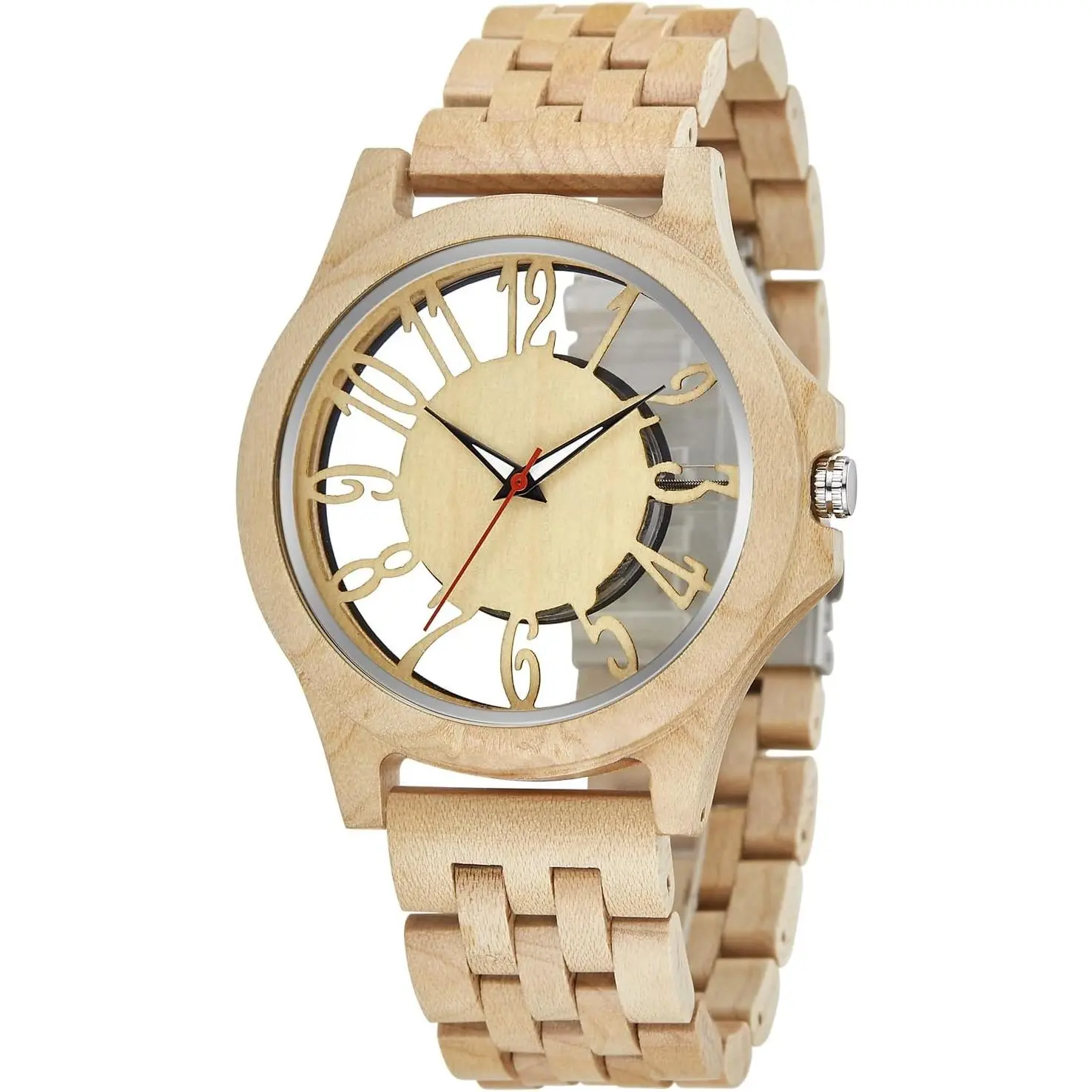 Men's Zebra Print Watch with Ebony and Zebra Wood Band, Analog Quartz Movement and Foldover Clasp, Male Watch, Analog Watch