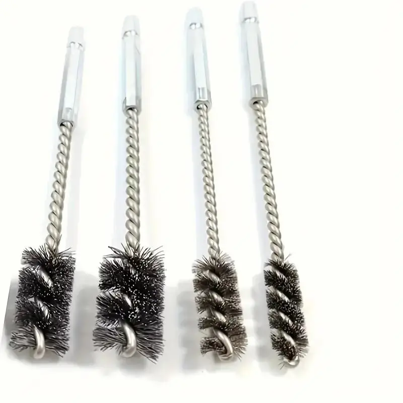 Stainless Steel Wire Brush Set, 4 Counts/set Multipurpose Cleaning & Polishing Tool, Rust Removal Brush, Drill Brush Set for Bore and Pipe Cleaning