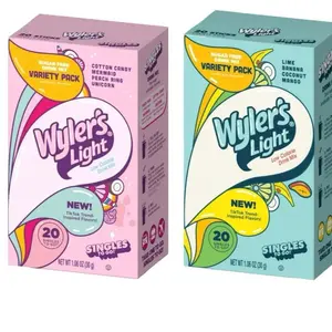 Wyler's Light TikTok Bundle Variety Pack, 2-Pack, Low-Calorie Summer Drink Mixes, Trend-Inspired Flavors, 20 Total Servings per box - mermaid, coconut, cotton candy, peach ring, unicorn, lime, banana, mango