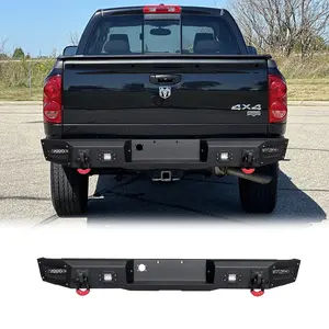 TIOYAR Steel Rear Bumper Black Texture for 2002-2008 Dodge RAM 1500 and 2003-2009 Dodge RAM 2500/3500 with LED Lights 2 x D-Rings Off-Road Performance