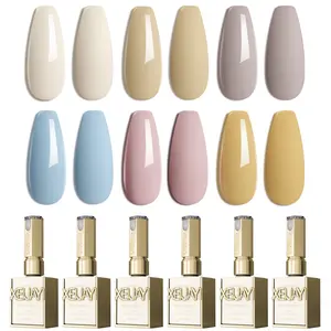 6PCS*15ML Bright Color Nails 6 Colors Set 15ml Sky Blue Sakura Pink Cream Yellow Popular Nail Polish Semi Permanent Nail Polish UV LED Nail Salon DIY Nail Salon Gel Manicure Cutics
