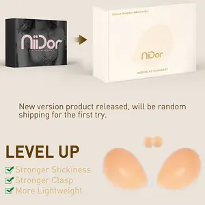 Niidor Adhesive Bra - Ultra-Light, Contouring, Front-Closure, Easy Maintenance - Strapless, Sticky, Invisible Lift-Up Silicone Bra for Backless Dresses with Ventilated nip covers