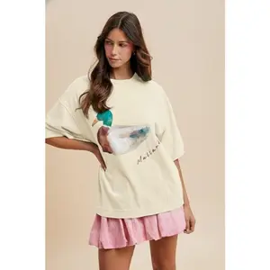 Mallard Duck Oversized Tee Shirt Cream