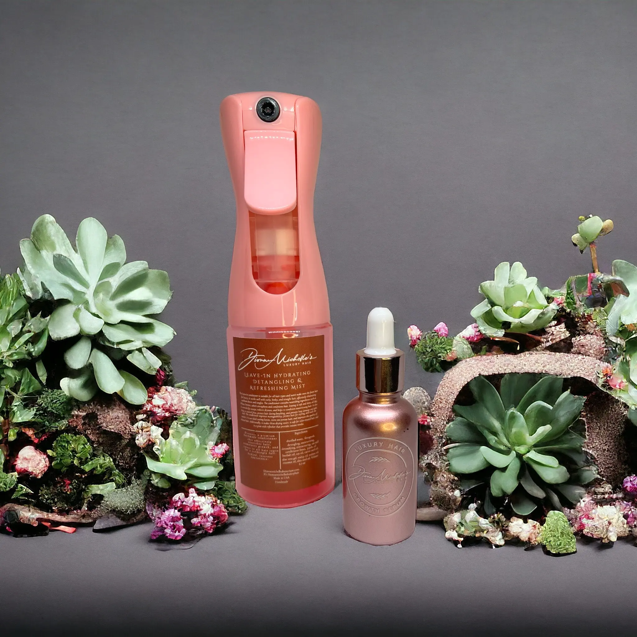 Dionne Michelle's Luxury Hair Hydrating  Detangling Refresher Mist & Hair Growth Serum Set