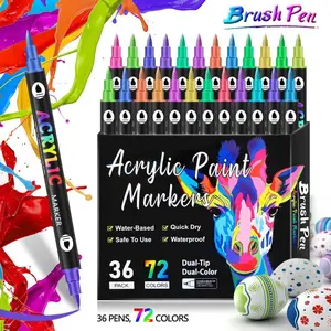 96/72/48 Color Acrylic Paint Markers Set,Double Brush Tip Acrylic Paint Pens for Rock Painting, Ceramic, Wood, Canvas, Glass, Stone, Fabric, Card Making, DIY & Art Supplies,Pastel,Storage Box(Not edible)