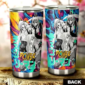 [New Anime Drinkware - Sale Up To 35%] Power Tumbler Cup, Chainsaw Man Anime Car Accessories, Blood Devil Travel Mug, Chaotic Waifu Drinkware, Manga Fan Gift