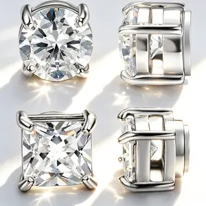 Stainless Steel Stud Earrings for Men Women， Unisex Magnetic Stud Earrings, Non Piercing Clip on CZ Earrings Elegance Fashionable Jewelry Quality Craftsmanship.