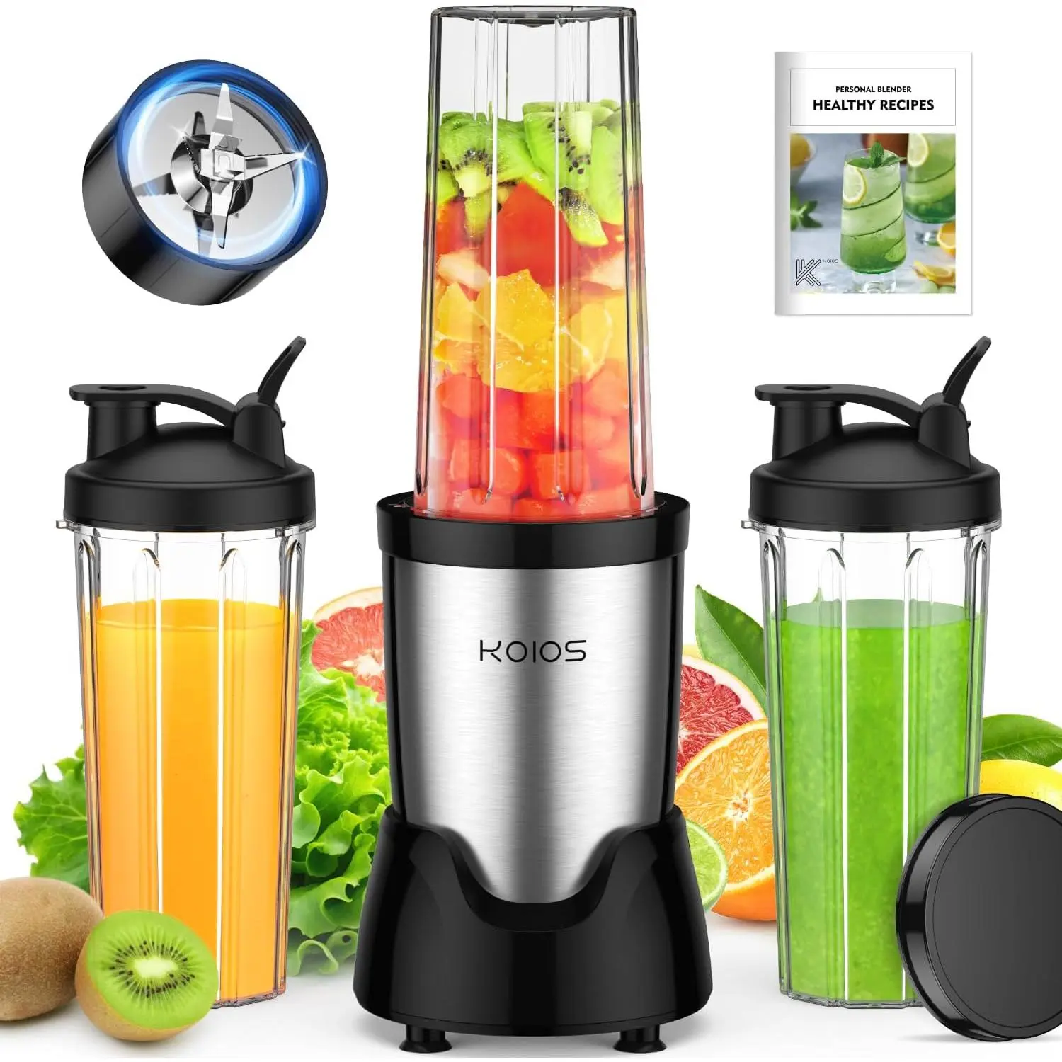 Blender for Smoothies,Personal Blender for Shakes and Smoothies with 3 * 22oz To-Go Cups,22000 RPM Smoothie Maker,Detachable 6-leaf Blade Portable Blenders for kitchen,Black