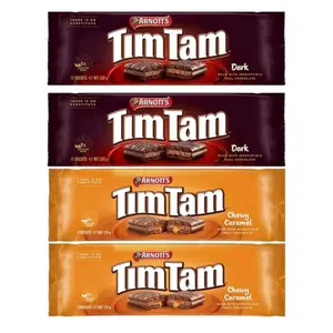 Tim Tam Delicious - 2 x Dark, 2 x Chewy Caramel (Pack of 4) Chocolate Cookie Biscuits, Aussie Made & Loved ...