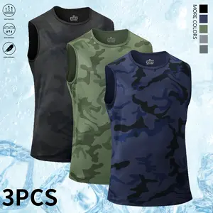 Men’s 3-piece set: quick-dry, breathable sleeveless muscle tops for sports and fitness—ideal for dry summer workouts; breathable sleeveless gym muscle T-shirts—lightweight sportswear for men, available during our promotional day.