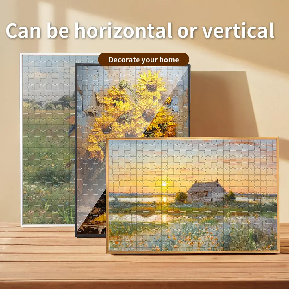 50.5 * 70.5cm Aluminum Alloy Puzzle Photo Frame, Metal 50.5 * 75.5cm Puzzle Photo Frame, Suitable For 70 * 50cm/19.8 * 27.7in, 75 * 50cm/19.8 * 29.7in Large Frame, With Puzzle Back Sticker, Organic Glass Back Panel, With Wall Hook, One Set