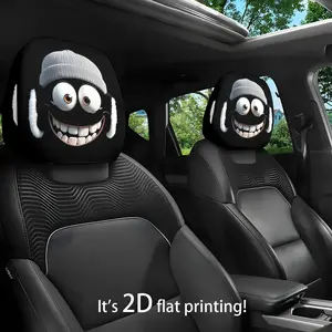 2-Piece Classic Cartoon Character Car Seat Headrest Cover Set, Cute Fun Design, Soft Fabric, Easy Clean, Car Seat Covers, Vehicle Decoration Accessories