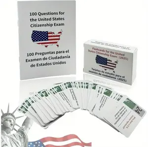 U.S Citizenship Flash Cards 2025 -English/Spanish,Naturalization Study Guide with 100 US Civics Questions & Answers, US Civics Test Flash Cards Combo Set, Set with Bilingual Booklet