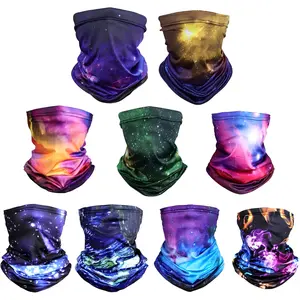 9 Pack Sun Protection Face Mask Celestial Universe Neck Gaiter UV Protection Breathable Scarf for Men Women Cool Design Motorcycle Balaclava Mask