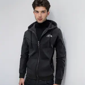 LAIWANG Men's Color Block Hoodie-Dark Black Gray-Full Zip Ultimate Heavyweight Fleece Hoodie-Camo zip up hoodie With Kanga Pocket