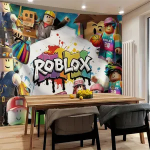 Roblox Theme Cartoon Warrior Character Print Wall Tapestry, Teen Boy Birthday Party Decoration, Pixel Background Wall Poster, Gaming Esports Room Bedroom Wall Decor, Washable Fade-Resistant, Lightweight