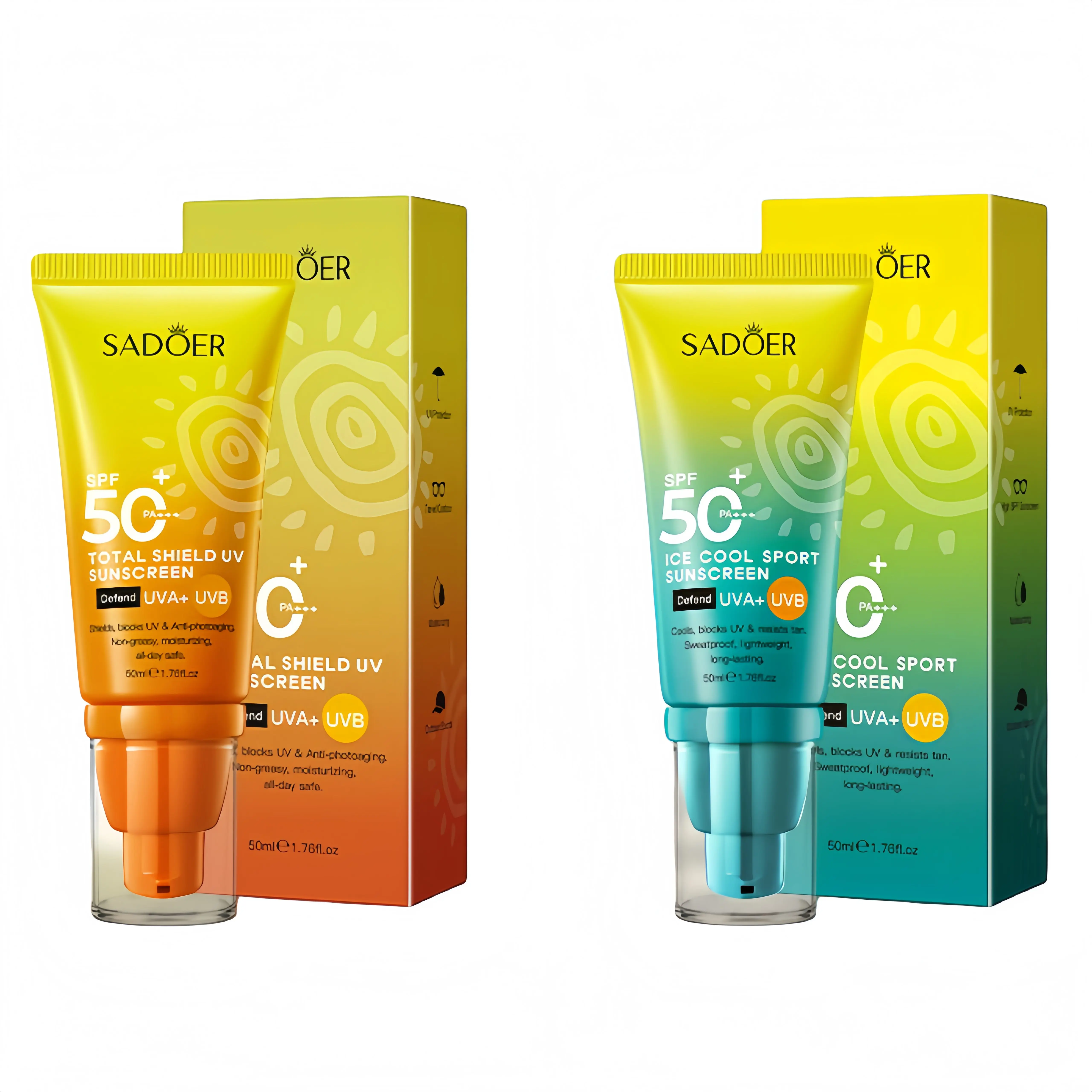 SPF 50+ PA+++ Ice-Cooling Active & Full effect protective Sun Shield - Lightweight Oil-Control Makeup Base & UV Protection WaterproofSports Sunscreen