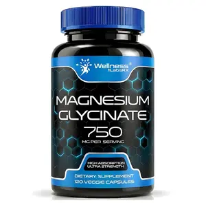 Magnesium Glycinate 750mg | High Absorption Chelated Calm Support for Women and Men - Glicinato De Magnesio, Magnesium Chelate Supplement for Heart Health, Sleep Support - 120 Count