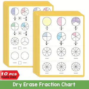 10-Piece Fraction Operation Tool Set, Durable Dry Erase Board for Grades 1-3, Teacher Recommended Math Learning Tools, Classroom & Home Education, Teaching Supplies, School Supplies, Classroom Supplies Charts